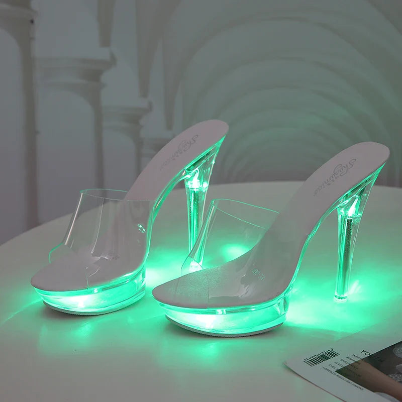 Light-Up Clear Transparent High Platform Heels - Image 7