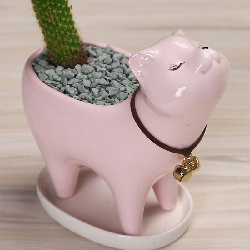 Rising Cat Ceramic Flower Pot - Image 1