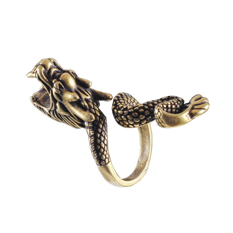 Retro Mystical Time Brass Dragon Ring - Image 7