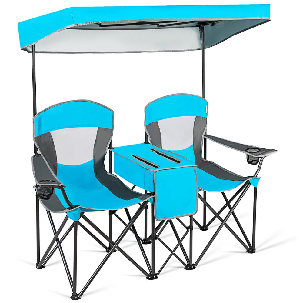 Double Folding Built-in Ice Box Camping Chair