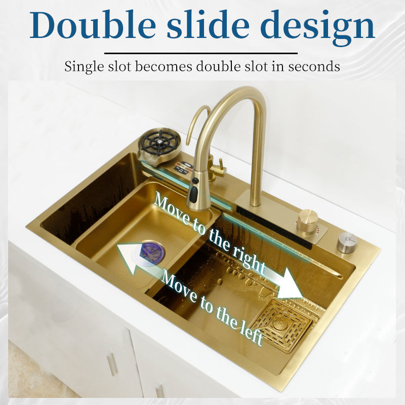 Gold Stream Multifunctional Waterfall Kitchen Sink