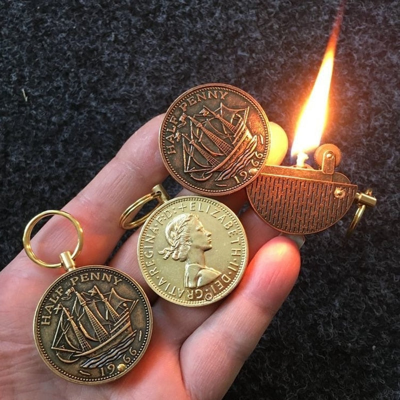 Coin Keychain Flame Kerosene Lighter - Image 0