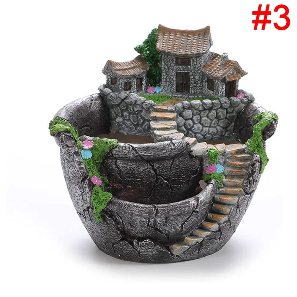 Mini Cottage Succulent Landscape Planter Pot - Image 10