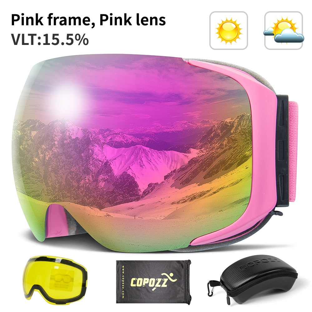 Magnetic UV Protection Anti-Fog Ski Goggles