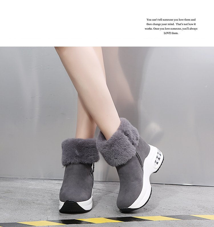 Fur Zipper Wedges Winter Boots