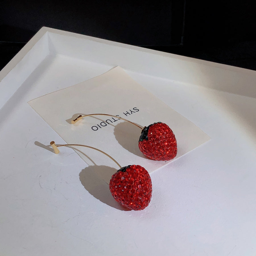 Sweet Strawberry Zircon Earrings - Image 1