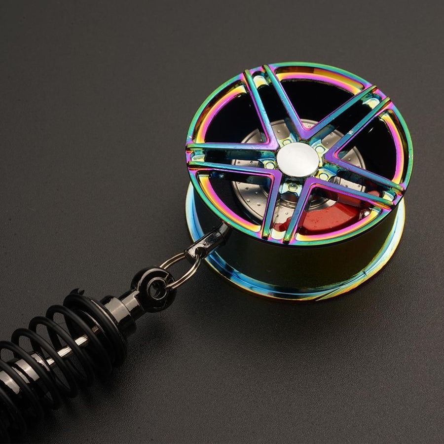 Wheel Rim Rearview Mirror Car Keychain Decor - Image 0