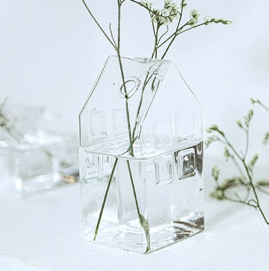 Simple Mini House Glass Flower Vase