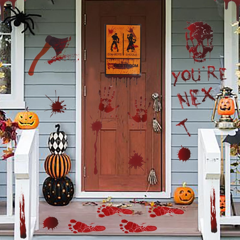 Bloody Handprint Stickers Halloween Decor - Image 1