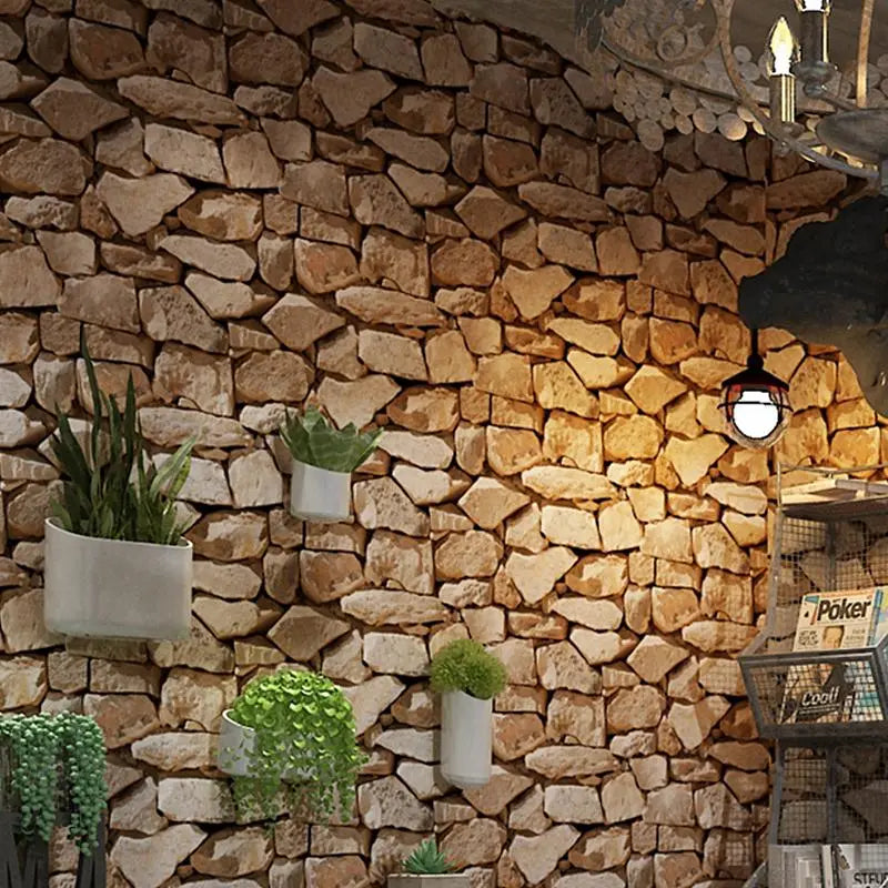 3D Stone Pattern Retro Wallpaper - Image 2