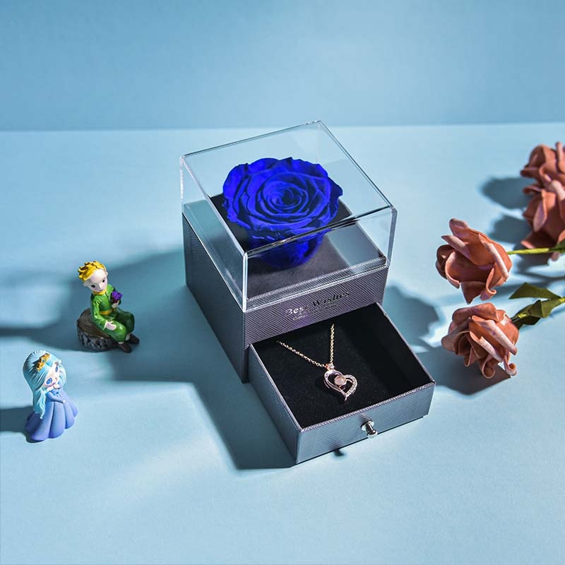 Natural Eternal Rose Necklace Jewelry Box