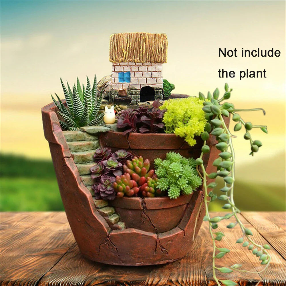 Mini Cottage Succulent Landscape Planter Pot - Image 4