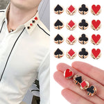 Zinc Alloy Poker Card Collar Clips Brooch Set