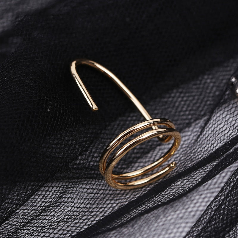 Sleek Line Gothic Metal Thin Nail Rings