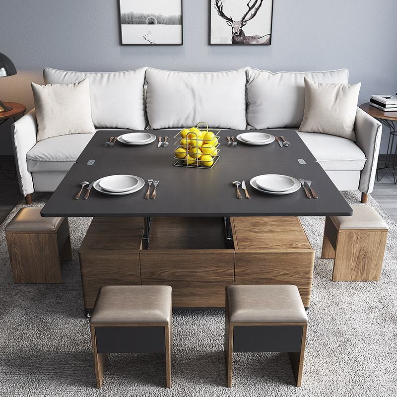 Hidden Seats Retractable Wooden Elegant Coffee Table - Image 4