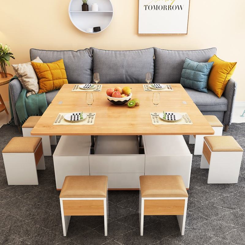 Hidden Seats Retractable Wooden Elegant Coffee Table - Image 2