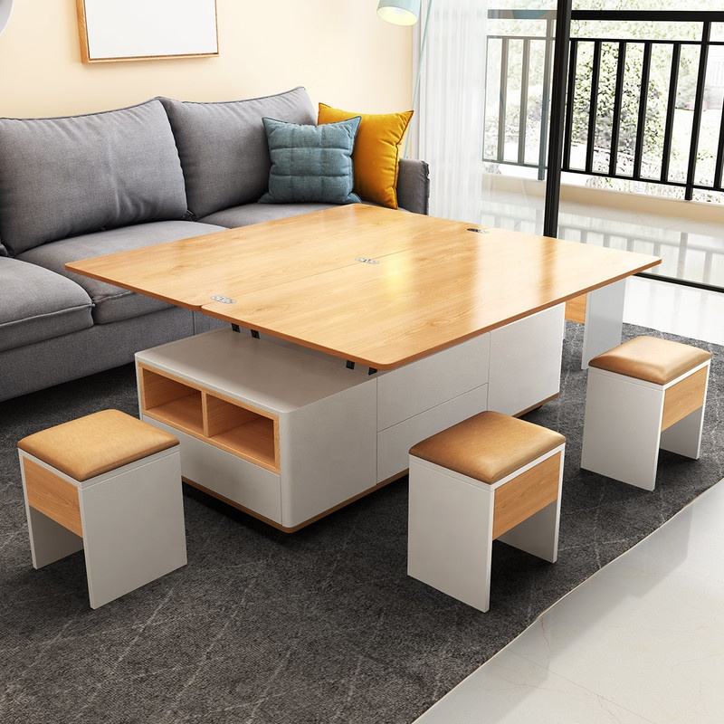 Hidden Seats Retractable Wooden Elegant Coffee Table - Image 5