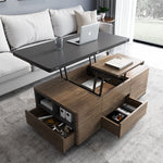 Hidden Seats Retractable Wooden Elegant Coffee Table