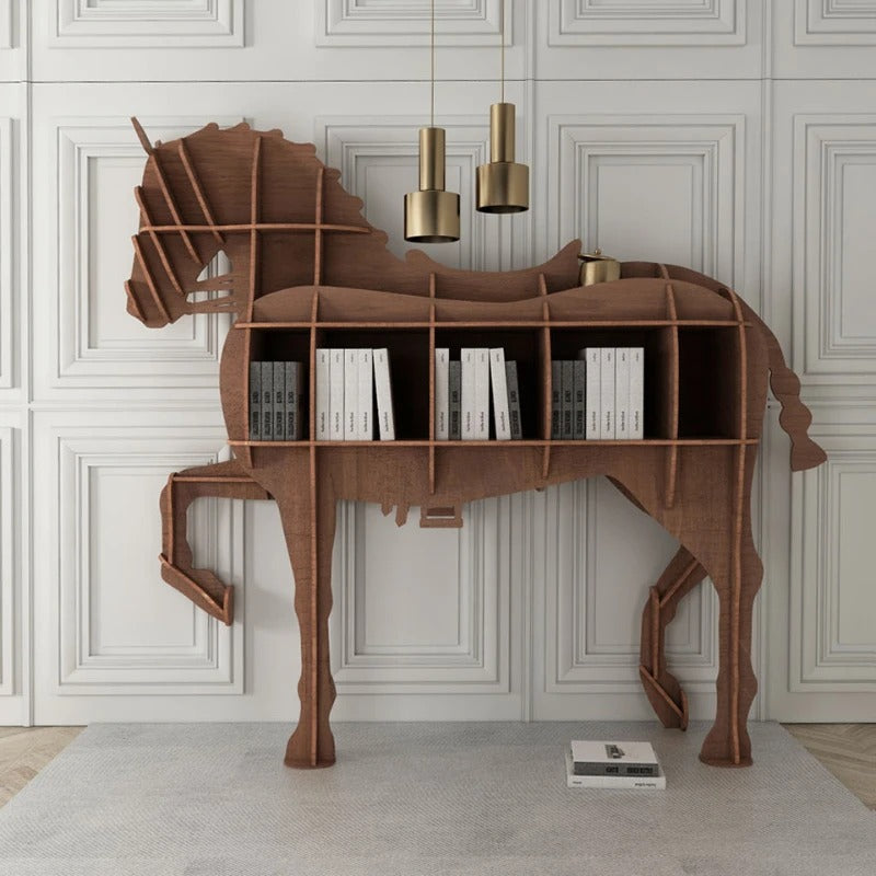 Horse-Shaped Wooden Decorative Bookshelf - Image 0