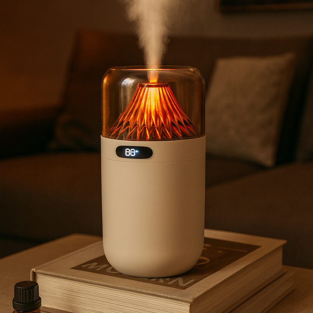 Volcano Flame LED Aromatherapy Essential Oil Mist Diffuser - Image 0