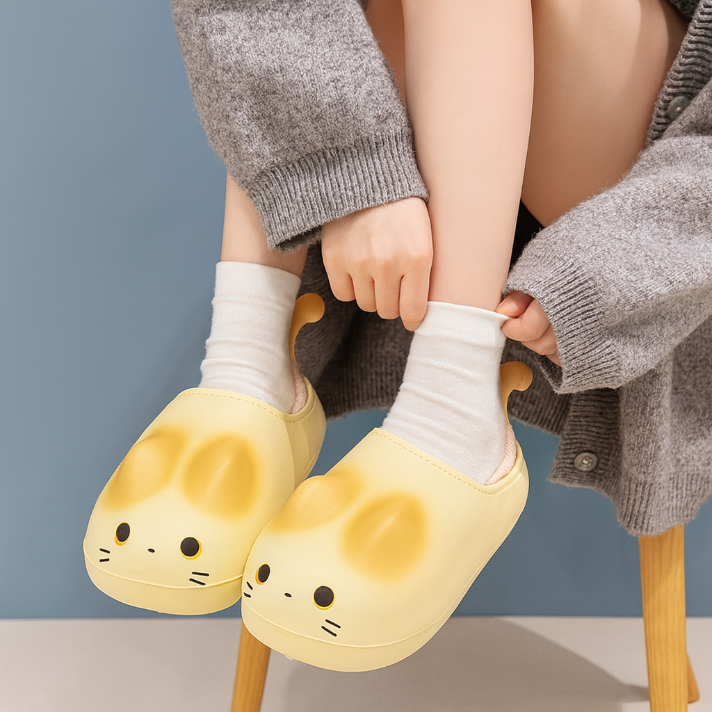 Furry Cat Home Slippers - Image 0