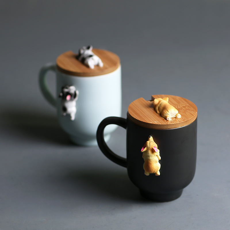 3D Climbing Bulldog Ceramic Mugs