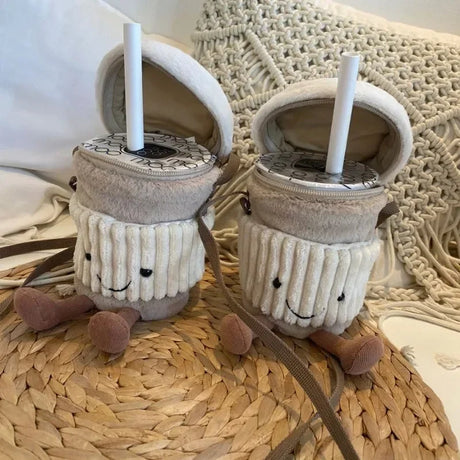 Cute Happy Coffee Mug Holder Plush Bag - Image 0