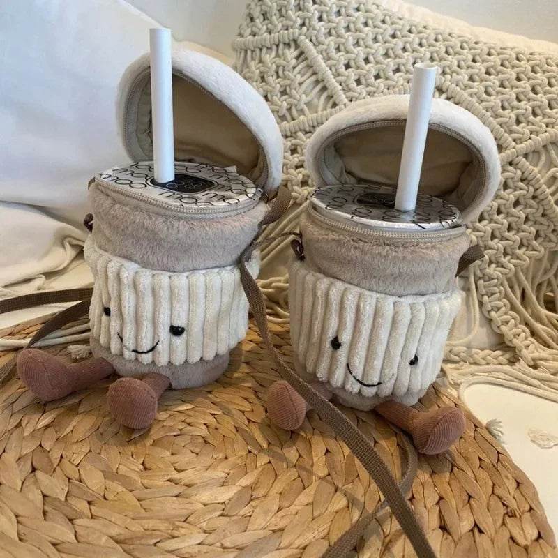 Cute Happy Coffee Mug Holder Plush Bag - Image 0