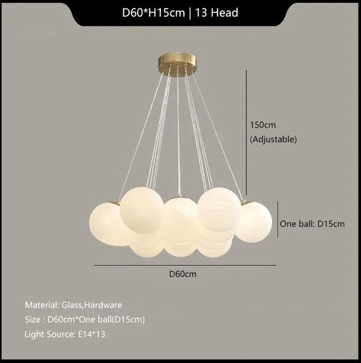 Luminous Sphere Glass French Style Chandelier Lamp - Image 8