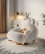 Modern Ergonomic European Fluffy White Lounge Chair