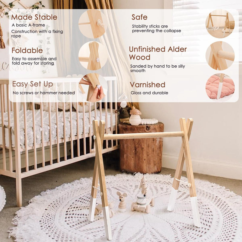Minimalist Wooden Baby Activity Gym Playground - Image 3