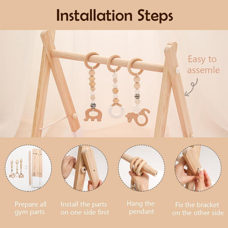 Minimalist Wooden Baby Activity Gym Playground - Image 2