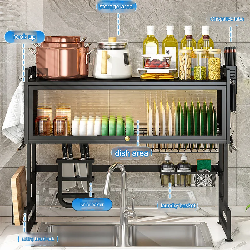 Modern Kitchen Over The Sink Organizer Dish Rack - Image 2