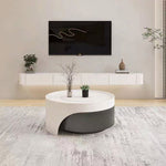 Modernist Dual-Tier Retractable Circular Lounge Coffee Table