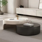 Modernist Dual-Tier Retractable Circular Lounge Coffee Table