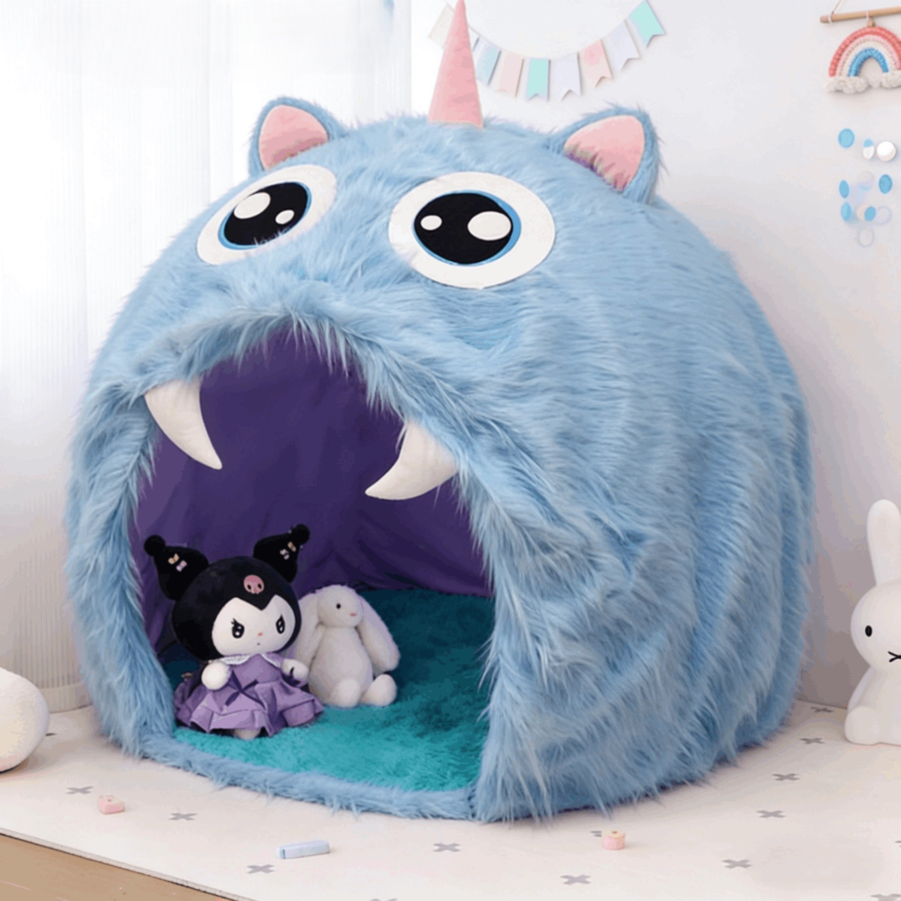 Purple Plush Monster Playhouse Indoor Kids Tent - Image 8