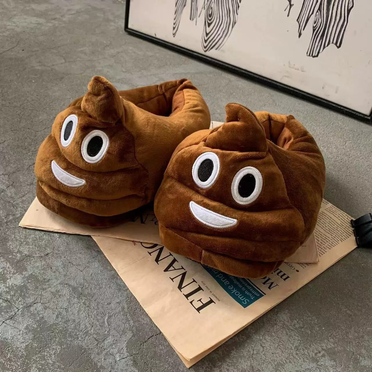 Funny Poop Warm Plush Slippers - Image 1