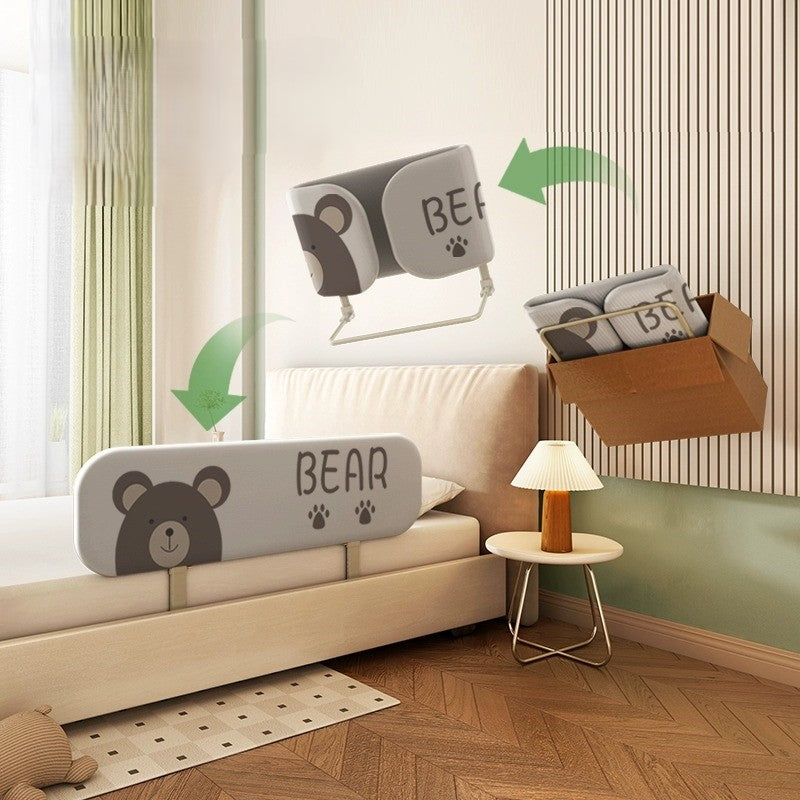 Cute Bear Anti-Fall Foldable Safety Bed Fence - Image 5