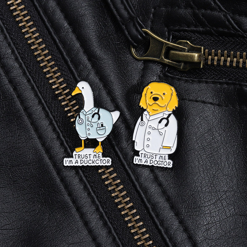 Trust Me Dogtor & Ducktor Label Pin