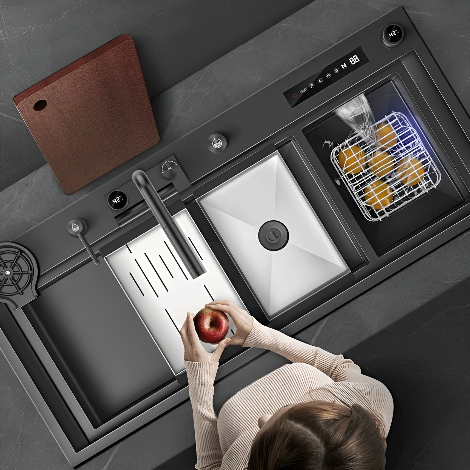 Nebula Kitchen Touch Display Nano Steel Smart Sink - Image 1
