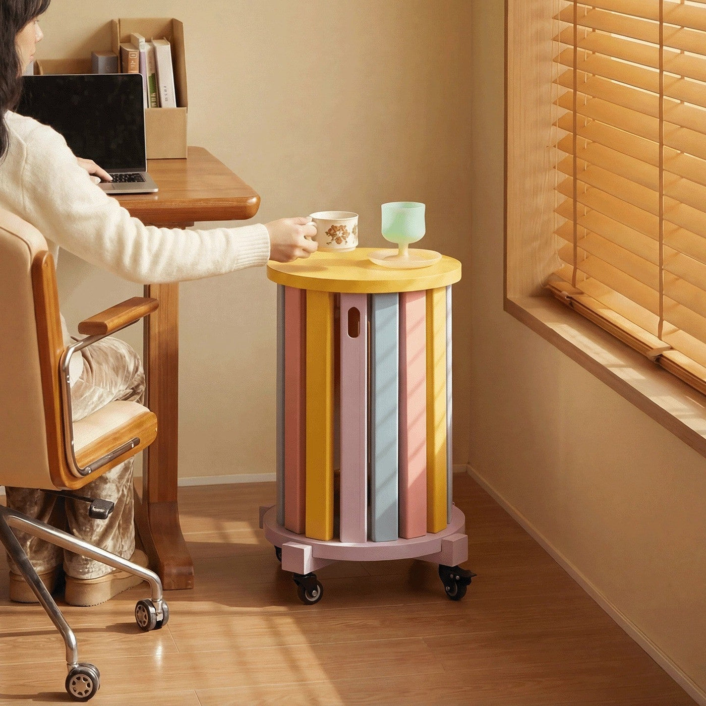 Stackable Rainbow Wooden Chair Table - Image 4
