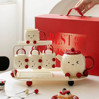 Blushing Face Cute Ceramic Tea Set Gift Box - Image 5