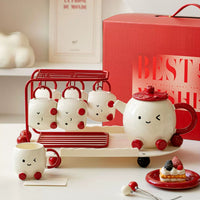 Blushing Face Cute Ceramic Tea Set Gift Box - Image 4