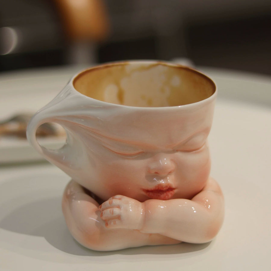 Sweet Blush Sculpted Face Ceramic Coffee Mug