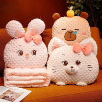 Cuddle Ready Cute Cartoon Pillow Blanket - Image 1