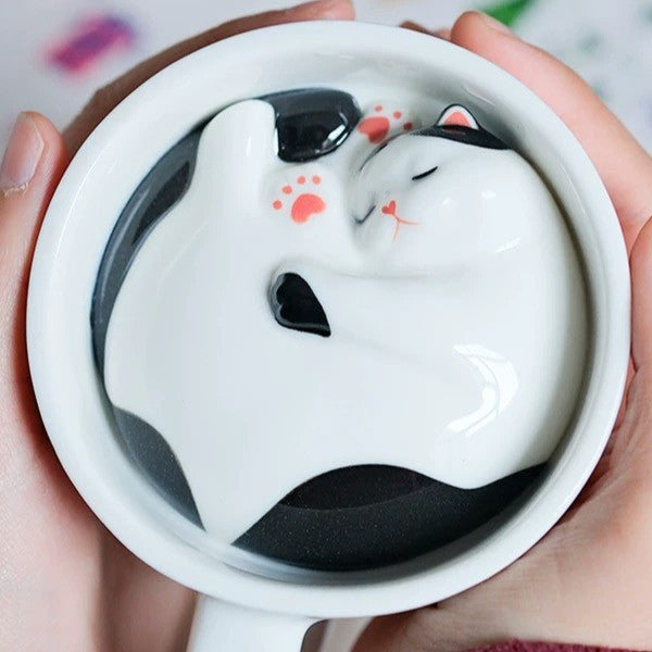 Sleeping Cat Surprise Bottom Ceramic Coffee Mug - Image 11