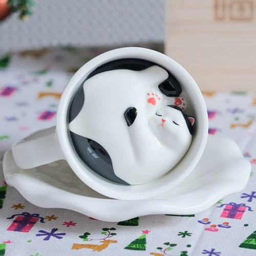 Sleeping Cat Surprise Bottom Ceramic Coffee Mug - Image 0
