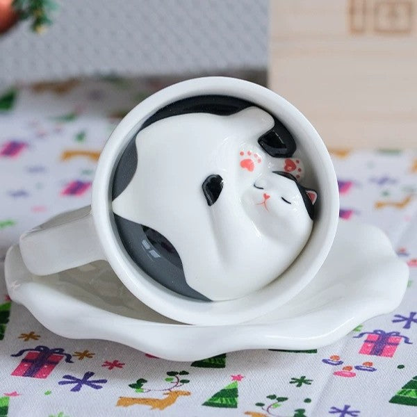 Sleeping Cat Surprise Bottom Ceramic Coffee Mug - Image 0