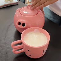 Cartoon Piggy Ceramic Tea & Coffee Set - Image 4