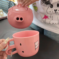 Cartoon Piggy Ceramic Tea & Coffee Set - Image 3